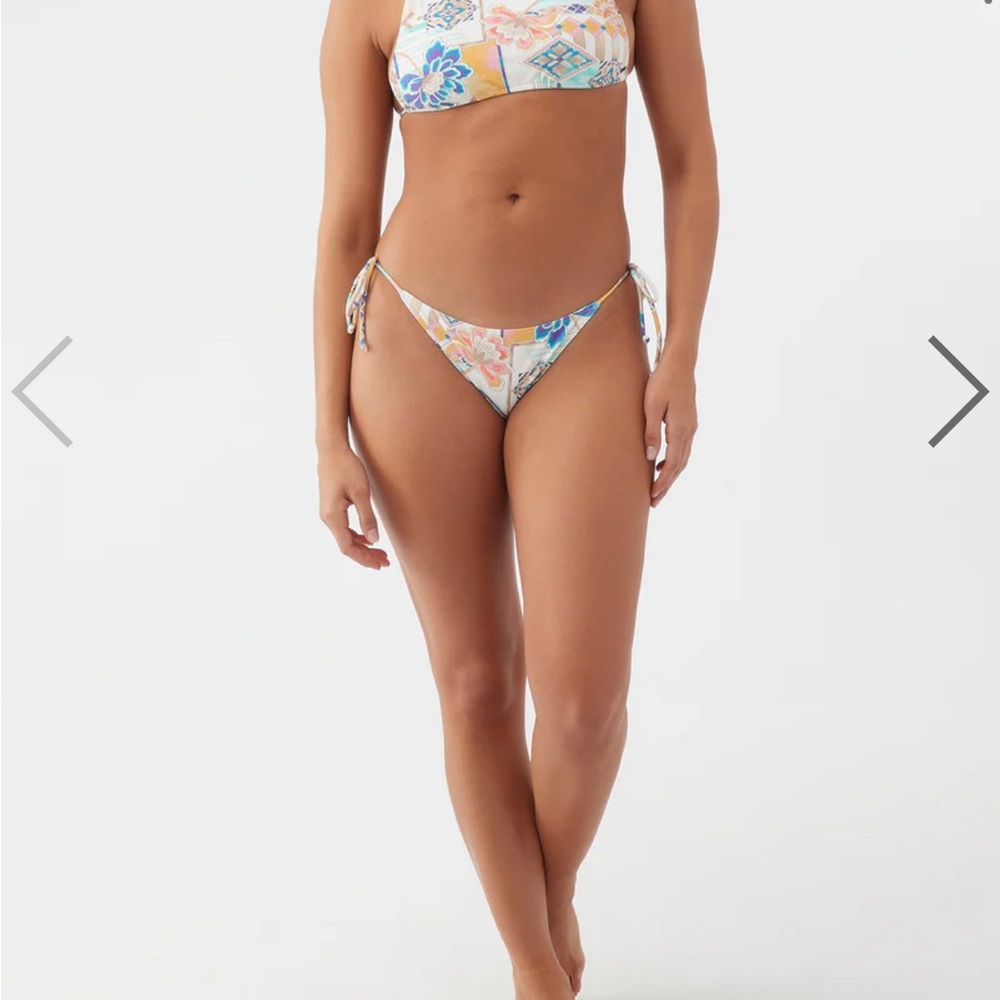O’Neill Zephora Floral Tile Print Tie-Side Bikini Bottom - Multicolor